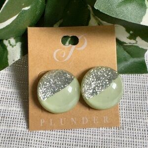 Plunder Silver and Green Earrings